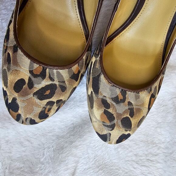 Coach Tristian Leopard Signature Logo Pumps Brown Graphic Size 6B - Picture 11 of 13